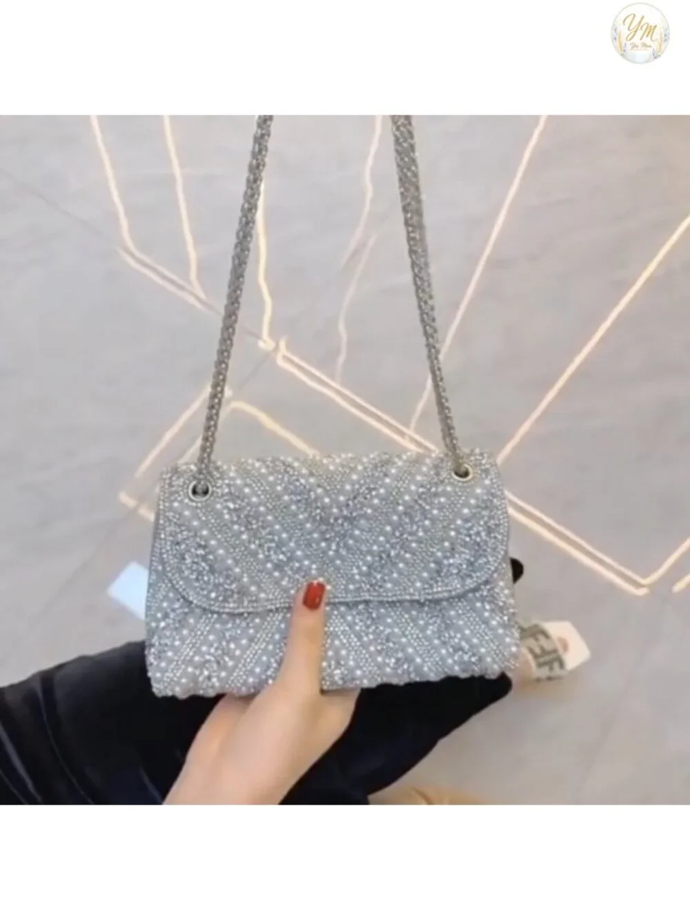 Rhinestone Clutch Purse with Chain Evening Bag Women Sparkly Glitter